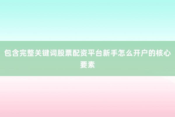 包含完整关键词股票配资平台新手怎么开户的核心要素