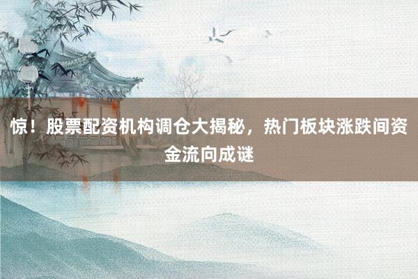 惊！股票配资机构调仓大揭秘，热门板块涨跌间资金流向成谜