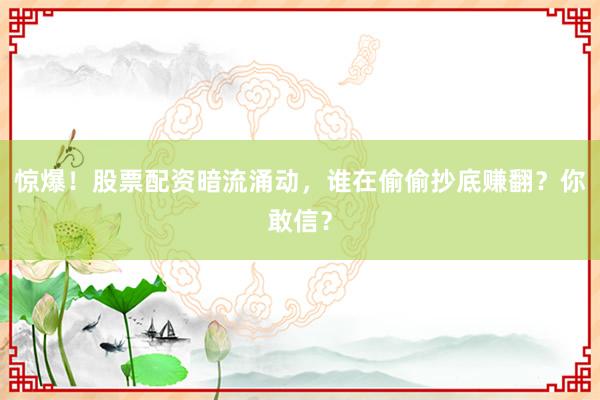 惊爆！股票配资暗流涌动，谁在偷偷抄底赚翻？你敢信？