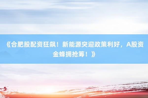 《合肥股配资狂飙！新能源突迎政策利好，A股资金蜂拥抢筹！》