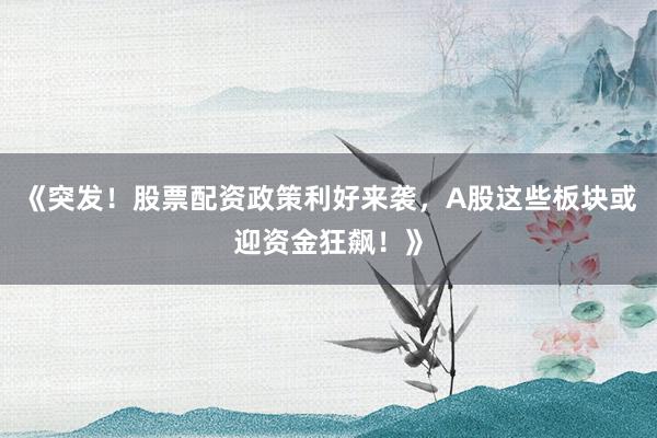 《突发！股票配资政策利好来袭，A股这些板块或迎资金狂飙！》