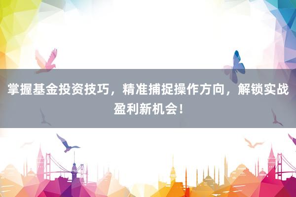 掌握基金投资技巧，精准捕捉操作方向，解锁实战盈利新机会！