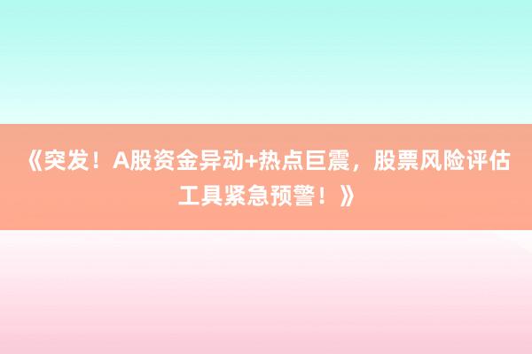 《突发！A股资金异动+热点巨震，股票风险评估工具紧急预警！》
