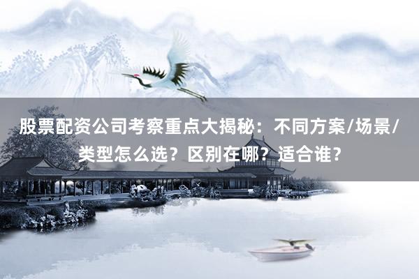 股票配资公司考察重点大揭秘：不同方案/场景/类型怎么选？区别在哪？适合谁？