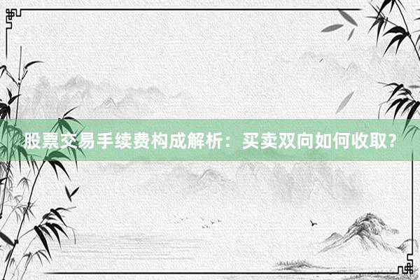 股票交易手续费构成解析：买卖双向如何收取？