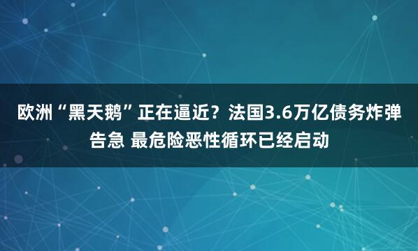 欧洲“黑天鹅”正在逼近？法国3.6万亿债务炸弹告急 最危险恶性循环已经启动