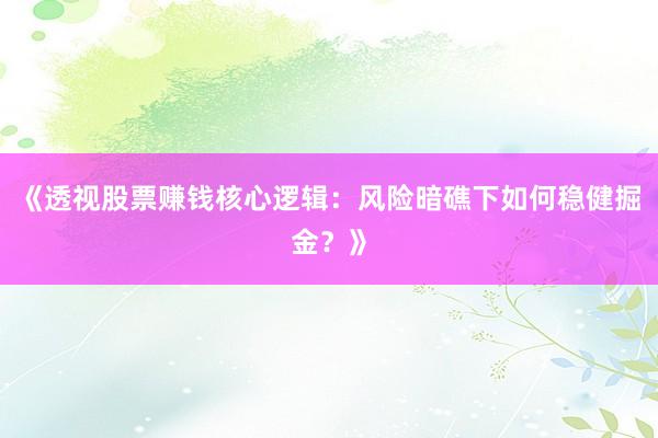 《透视股票赚钱核心逻辑：风险暗礁下如何稳健掘金？》