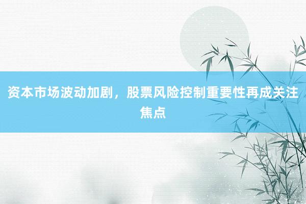 资本市场波动加剧，股票风险控制重要性再成关注焦点